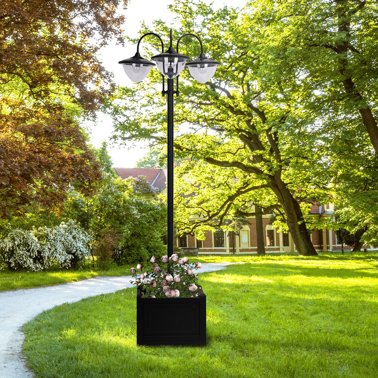 The Twillery Co.® Osgood Black 3 - Light 74.5" H Solar Powered Lamp ...