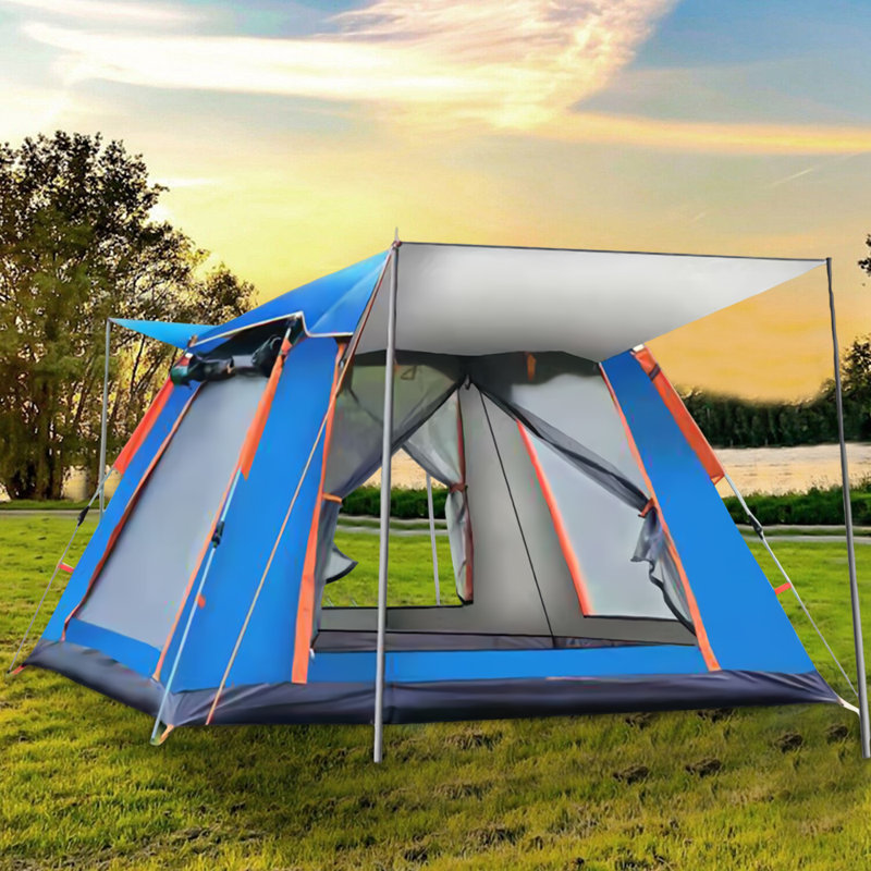 Tente de camping pour 4 personnes avec auvent instantané et tente escamotable pliable 84,64 * 84,61 * 55,90 pouces