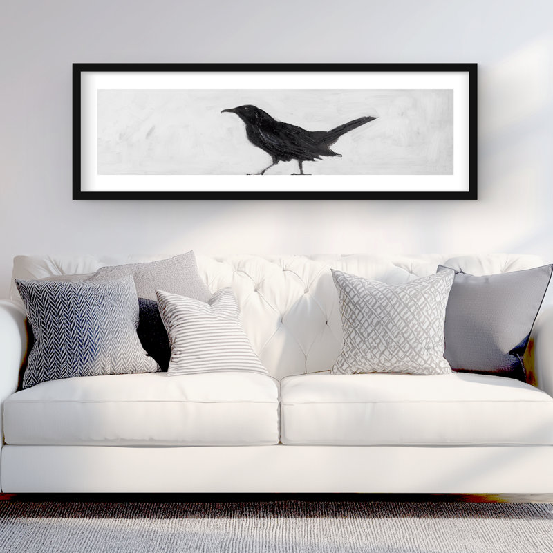 «Lonely Crow» - reproduction encadrée d'un oiseau noir et blanc | Décor, Noir