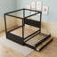 Lit plateforme à baldaquin en bois avec lit gigogne simple et tiroirs de rangement-1463520-1463527