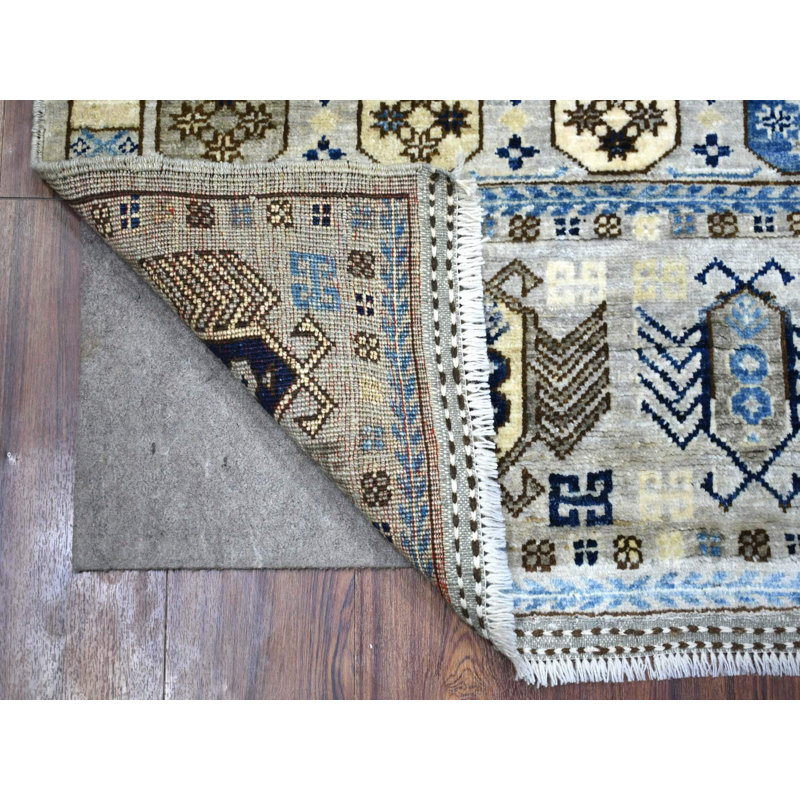 Tapis oriental gris en laine noué à la main 3 pi 3 po x 4 pi 10 po New - MOA10271071