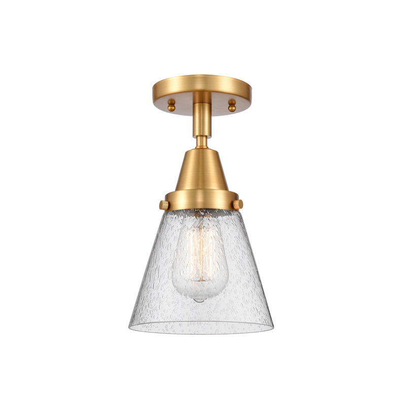 Plafonnier encastré en verre Amede, Grainé, H 10 po x l 6,25 po x P 6,25 po, Or satiné