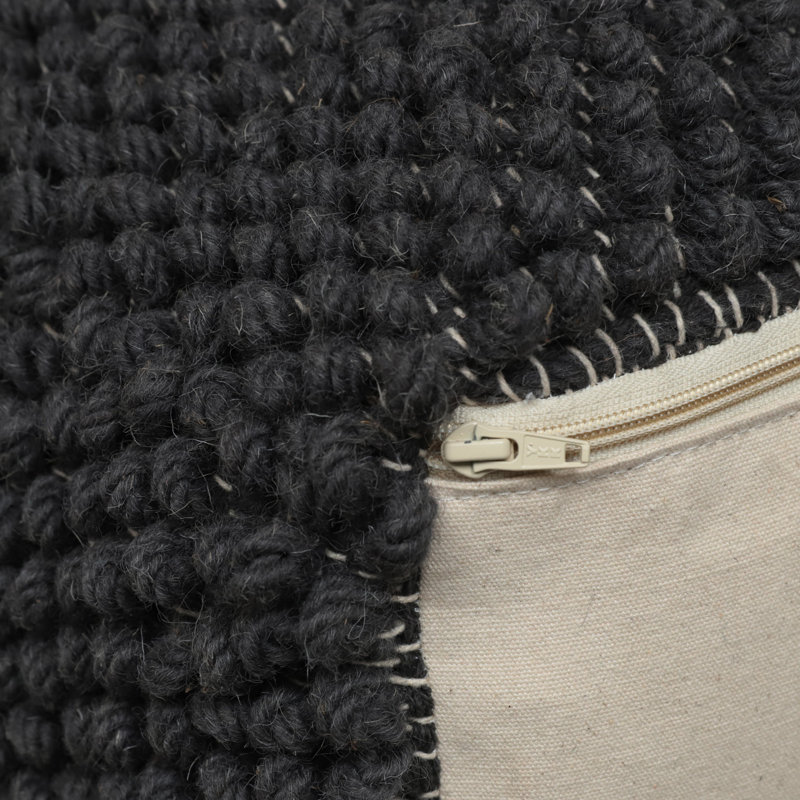 Pouf carré de 16 po de largeur, Laine anthracite