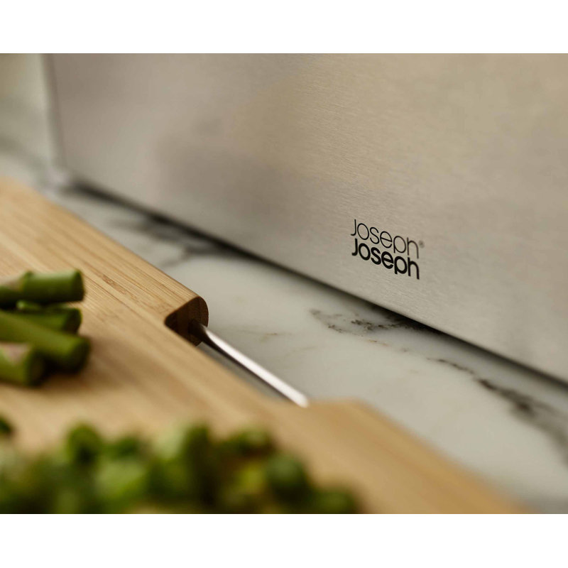 Folio™ Steel 3-Piece Bamboo Cutting Board Set with Stainless Steel Case, Silver