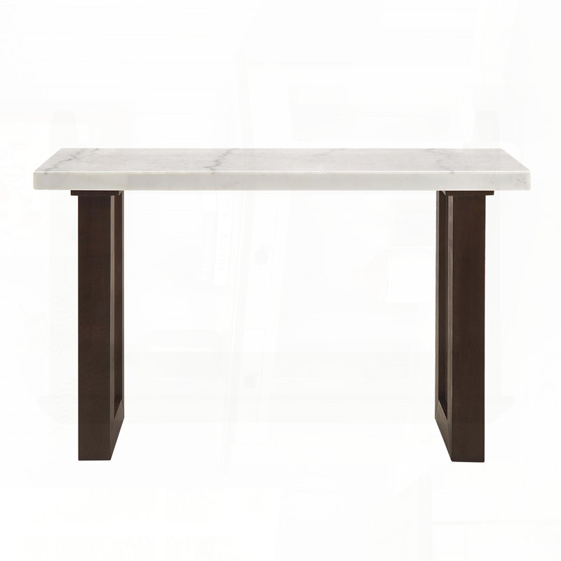 Table de canapé avec plateau en marbre naturel blanc et finition espresso