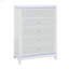 Commode 5 tiroirs Glam White avec bordure bleue scintillante