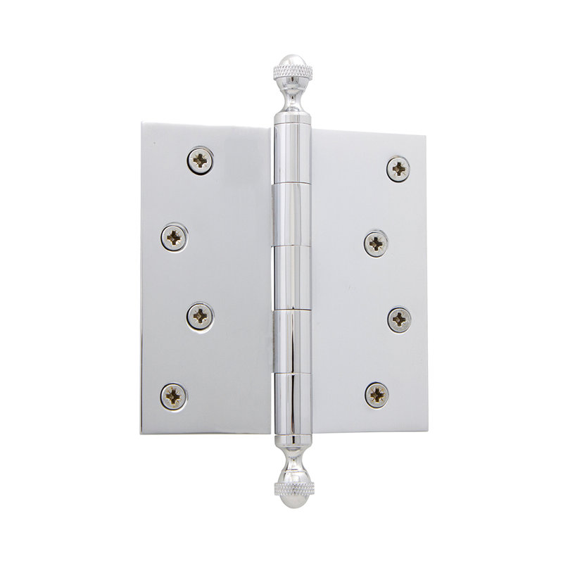 4'' x 4'' Brass Butt Bearing Hinge, Bright Chrome