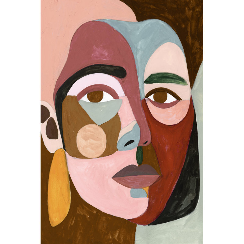 Geo Face II by Victoria Borges - Painting on Canvas, 122cm H x 81cm W, Wrapped Canvas