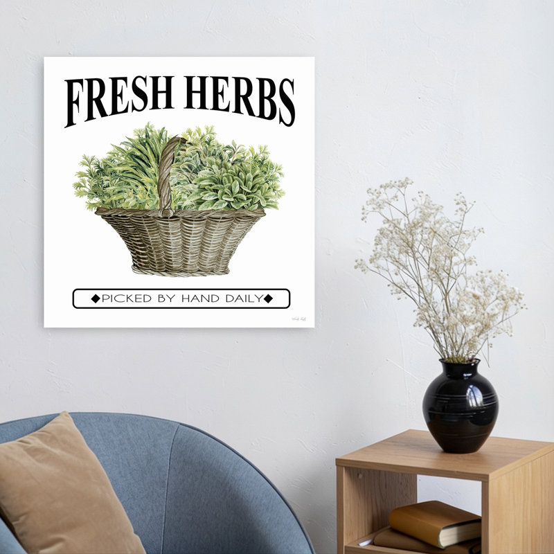 «Fresh Herbs», art mural rétro rustique biologique, 24" H x 24" W