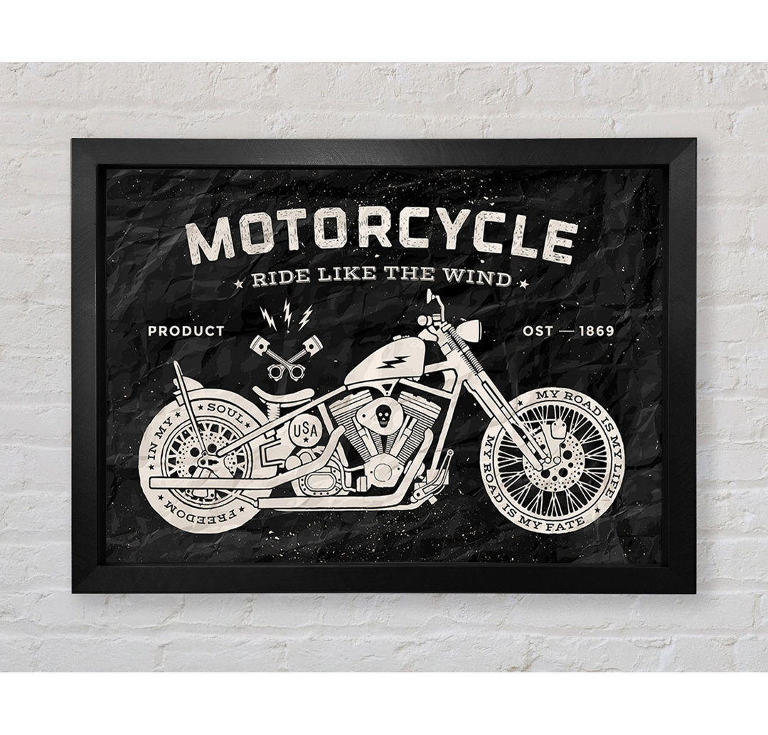 Motorrad Ride Like The Wind - Einzelne Bilderrahmen Kunstdrucke