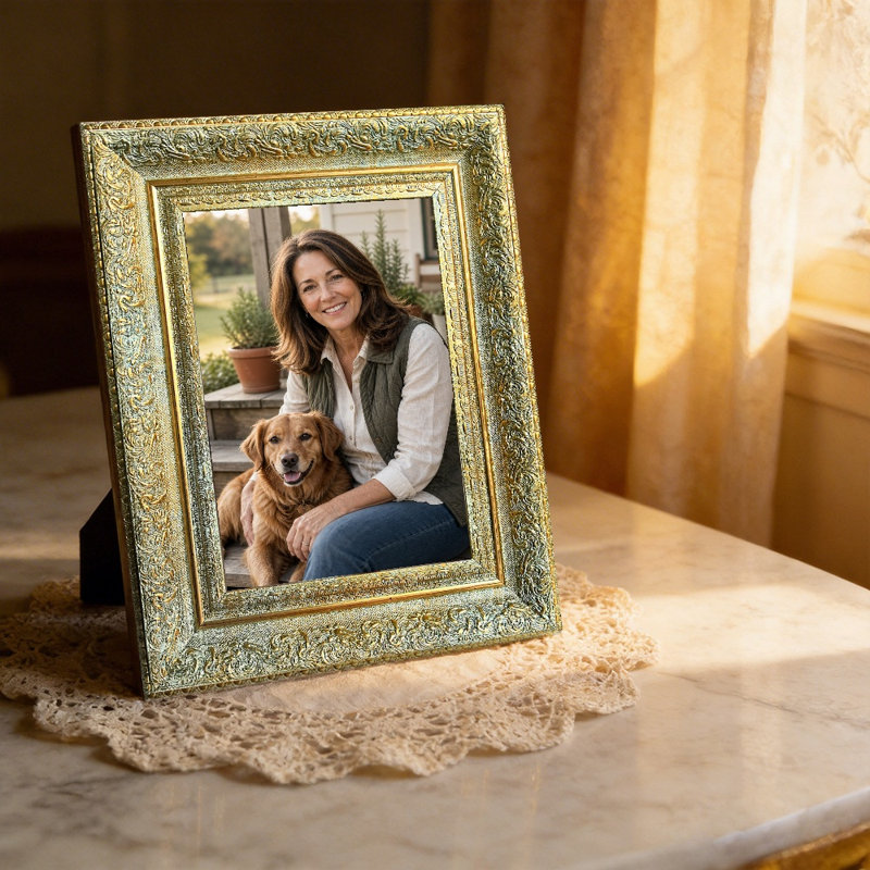 Cadre photo décoratif doré antique 1PC 8 "x 10" avec forme rectangulaire classique