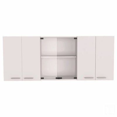 Wall Cabinet 24" H, Four Doors, With Two Internal Shelves And Internal Plate And Glass Organizer, Two Storage Shelves With Two Glass Doors
