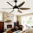 54 Inch Indoor Ceiling Fan With Dimmable Led Light ABS Blades Remote Control Reversible DC Motor For Living Room