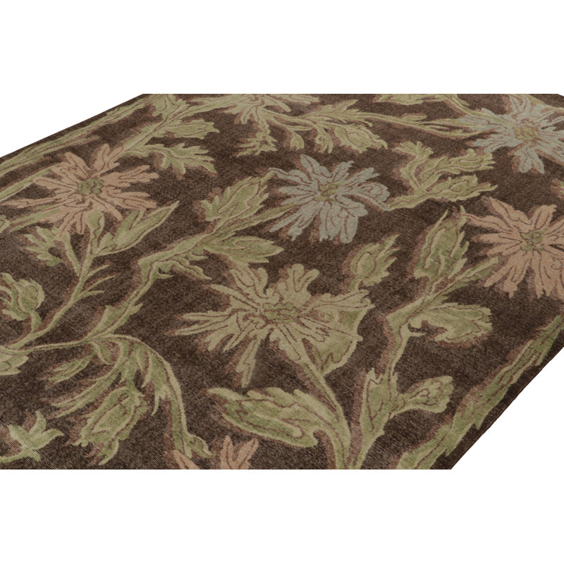 Distressed Homage Hand Knotted Wool Floral Area Rug, Rectangle 15' x 24'