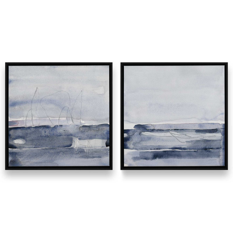 Blue Mood Moves, ensemble de 2 impressions, 30 po x 30 po, Toile avec cadre, Noir satiné
