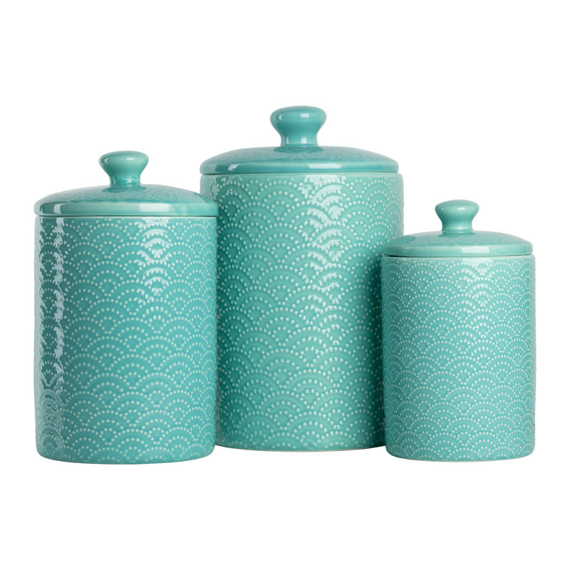 Ensemble de pots de cuisine embossés 3 pièces, Bleu