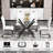 47.24" Rectangular Clear Tempered Glass Dining Table,Stylish Design With Metal Legs, Kitchen Table For Dining Room-996021394-996021407