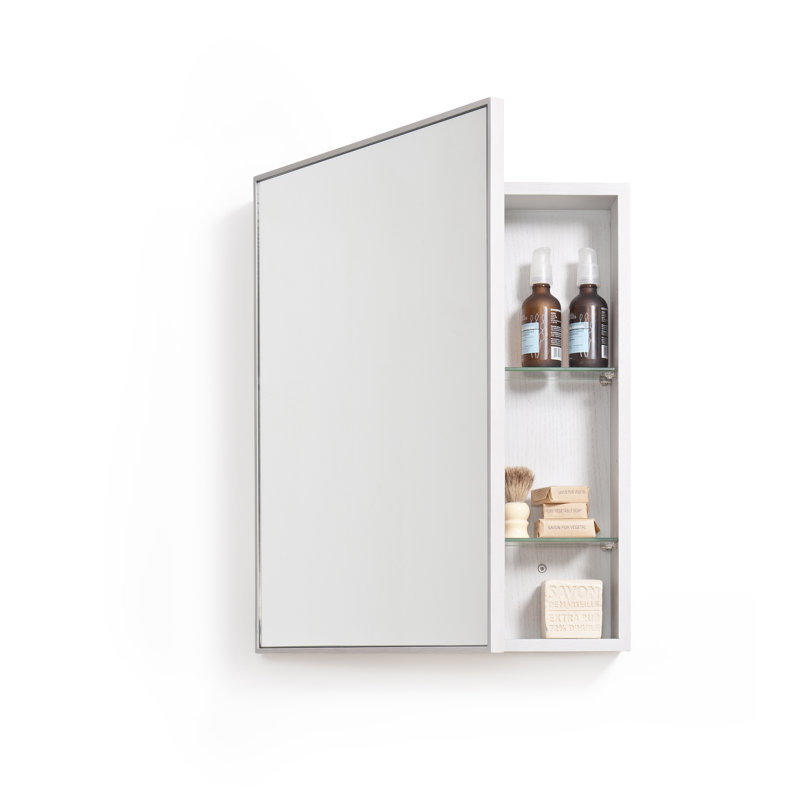 Mendocino 450mm W 550mm H Surface Framed Medicine Cabinet Mirror 3 Adjustable, White