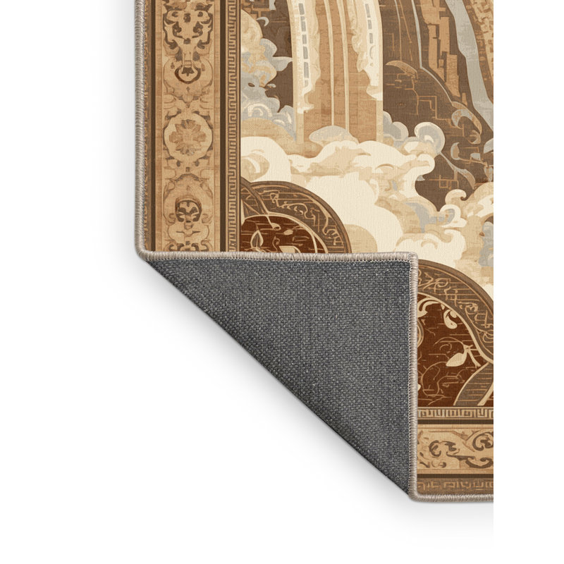 Tapis oriental moelleux et moelleux de style oriental classique brun et beige, 4 x 2