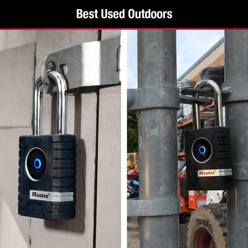Master Lock 108198 Wide Bluetooth Smart Padlock with Keypad, 11/32 in - Black