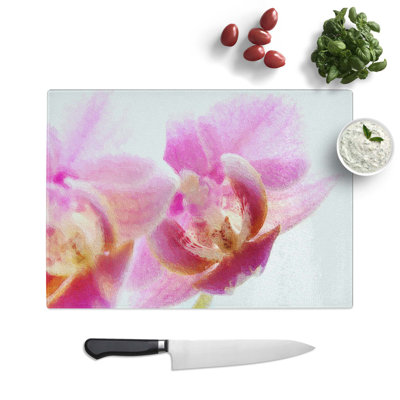 Tempered Glass a Orchid Flower Chopping Board