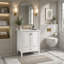 Meuble-lavabo 30 po avec lavabo, meuble-lavabo autoportant avec 1 tiroir et 2 portes à fermeture en douceur avec rangement pour porte, structure et pieds en bois massif, un paquet, blanc