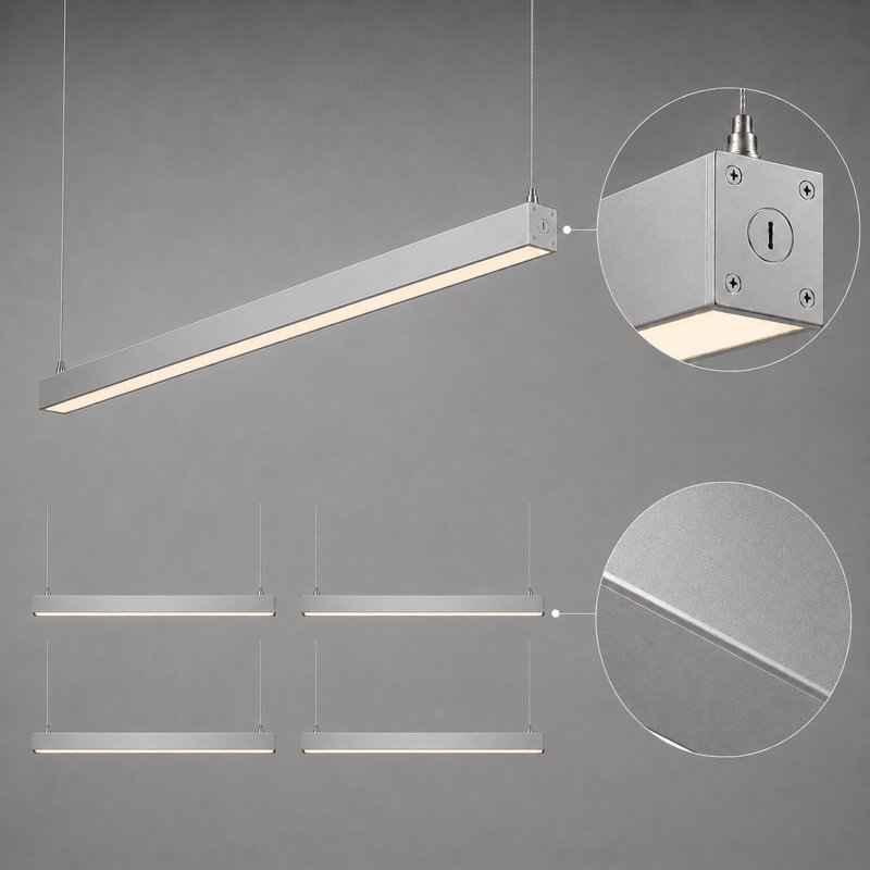 8FT 3CCT Dimmable Commercial Linear Light, 120V/277V, 80W, 9200lm, Anti-Glare, Linkable, Commercial and Warehouse Industrial, Silver, Pack of 4