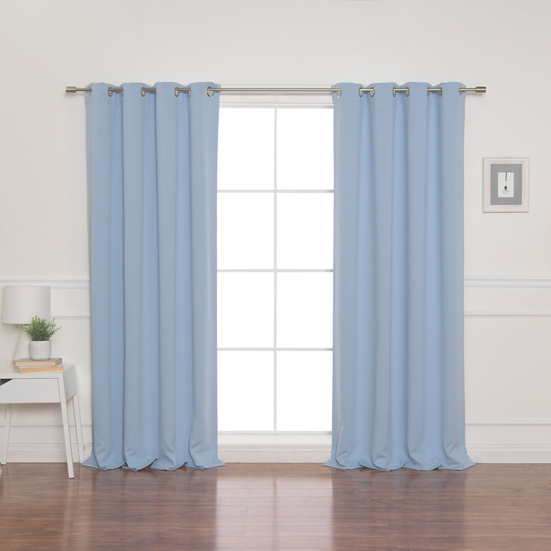 Schaeffer Solid Blackout Thermal Grommet Curtain Panels, Sky Blue, 52" W x 108" L