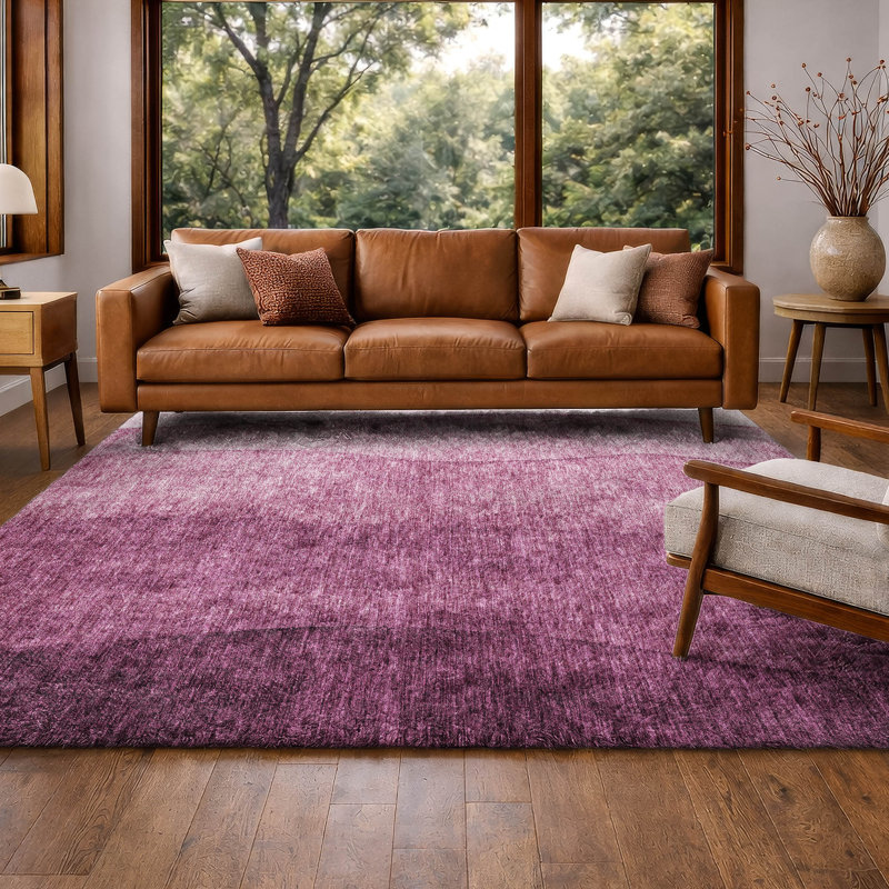 Tapis dégradé Premium à poils longs lavable à la machine ADS625, Merlot, 5' x 7'6"