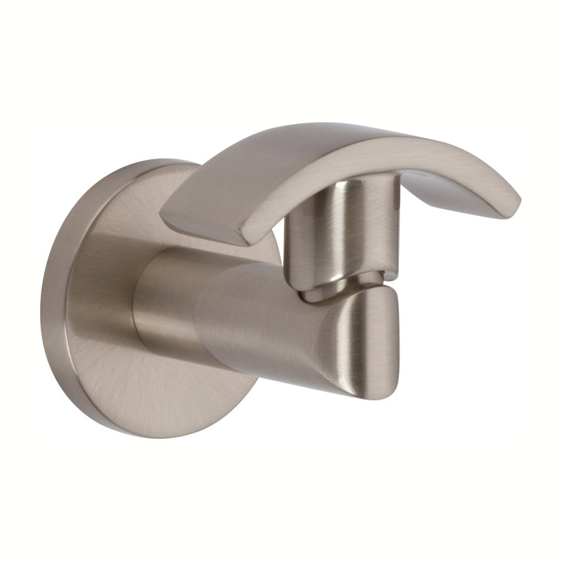 Sine Wall Mount Single Robe Hook, Satin Nickel