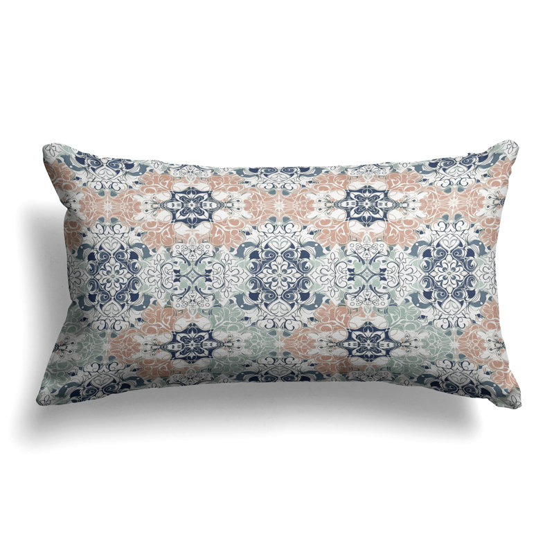 Coussin Vibrant Botanicals, Bleu / blanc