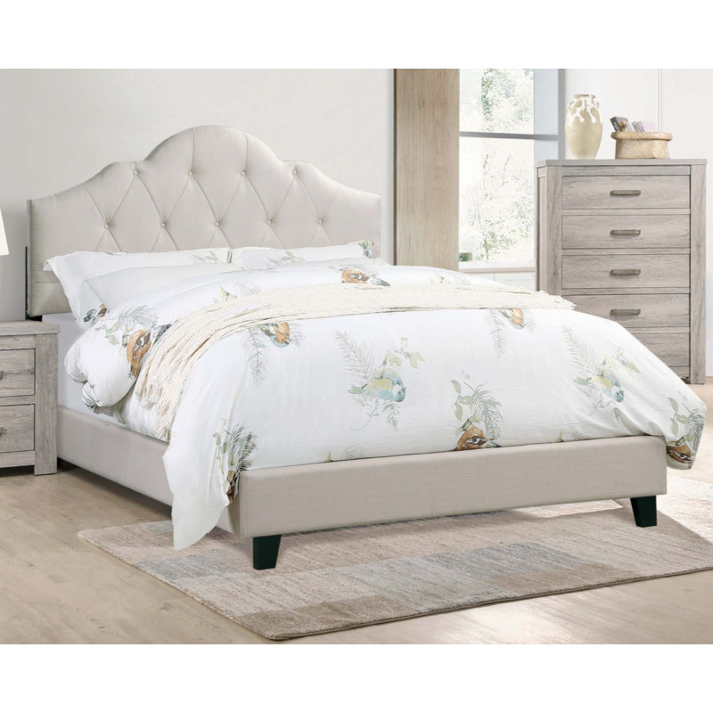 Angeleigh Upholstered Platform Bed, Light Brown, Full