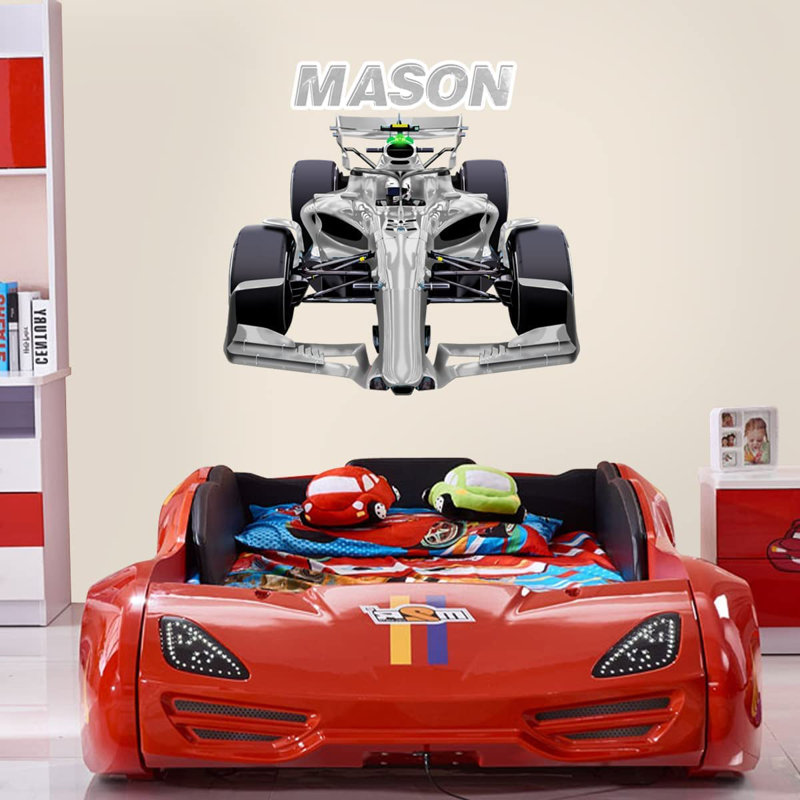 Adhésif décoratif voiture de course, H 14 po x l 15 po, Argent