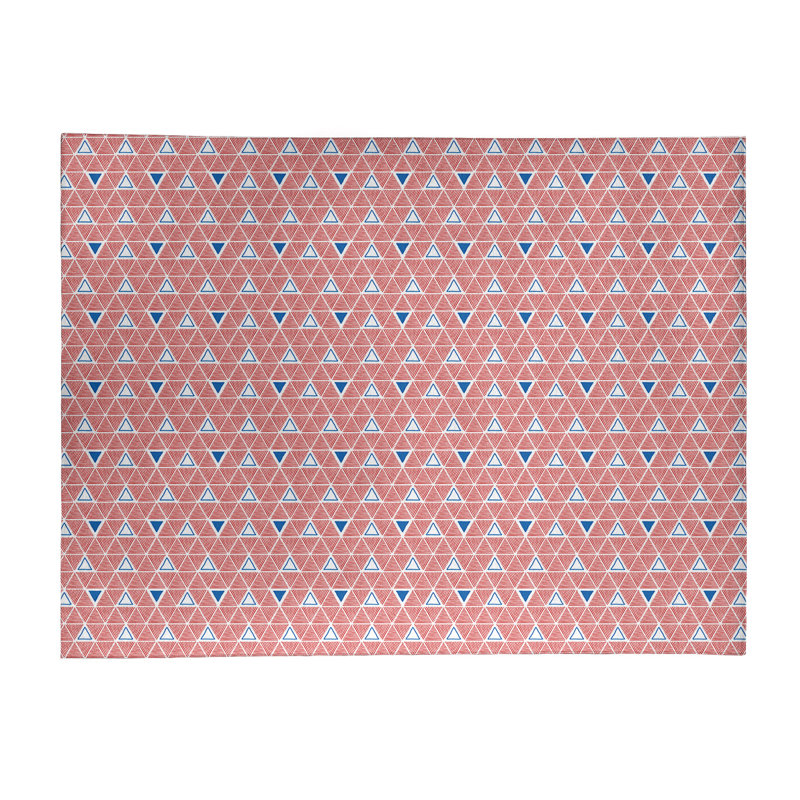 Tapis de pêche bleu/pêche fait main géométrique, Rectangle 9 pi x 12 pi
