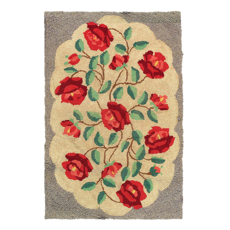 Antique American hooked rug 2'X 3'