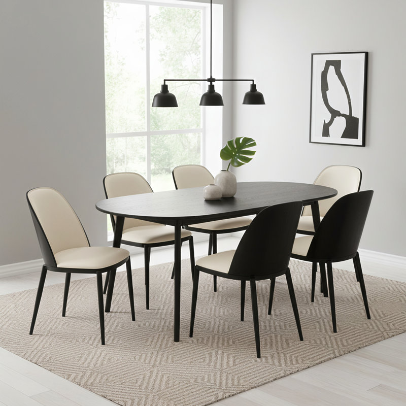 Chaise de salle à manger rembourrée moderne, chaise d'appoint à dossier courbé de style Mid-Century, pieds d'appoint en bois massif de cuisine minimaliste