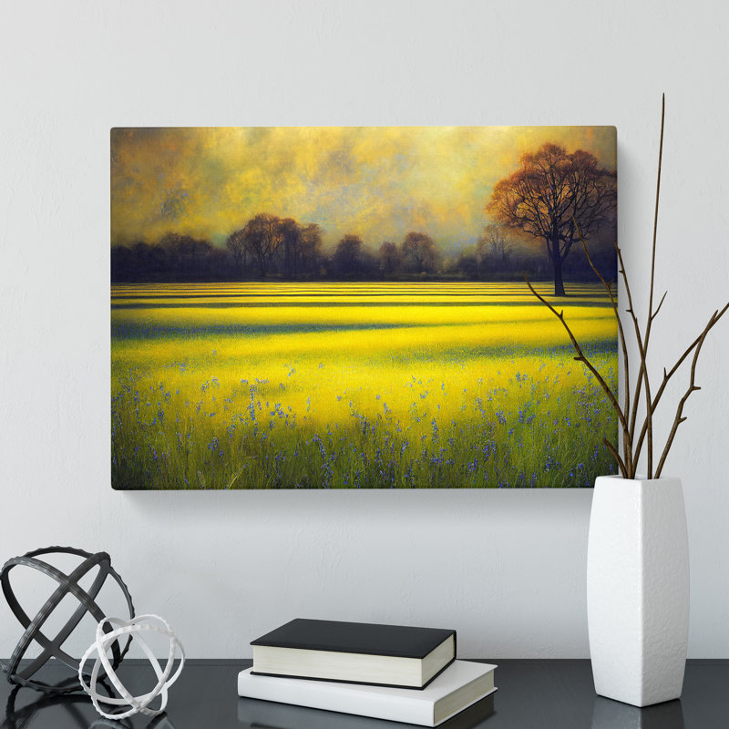 Luscious Bluebell Field - Wrapped Canvas Print, 35cm H x 50cm W x 3cm D