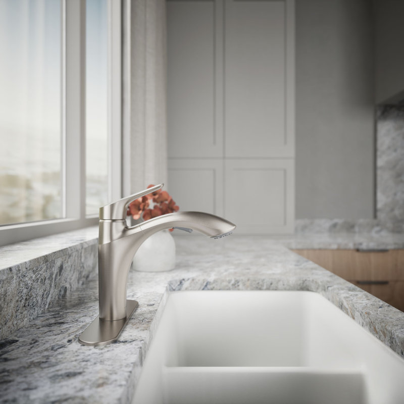 Rival Single-Handle Pull-Out Kitchen Sink Faucet With Two-Function Sprayhead, Vibrant Stainless