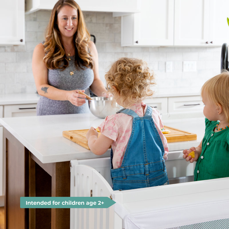 White Foldable Wooden Double Kitchen Helper Step Stool