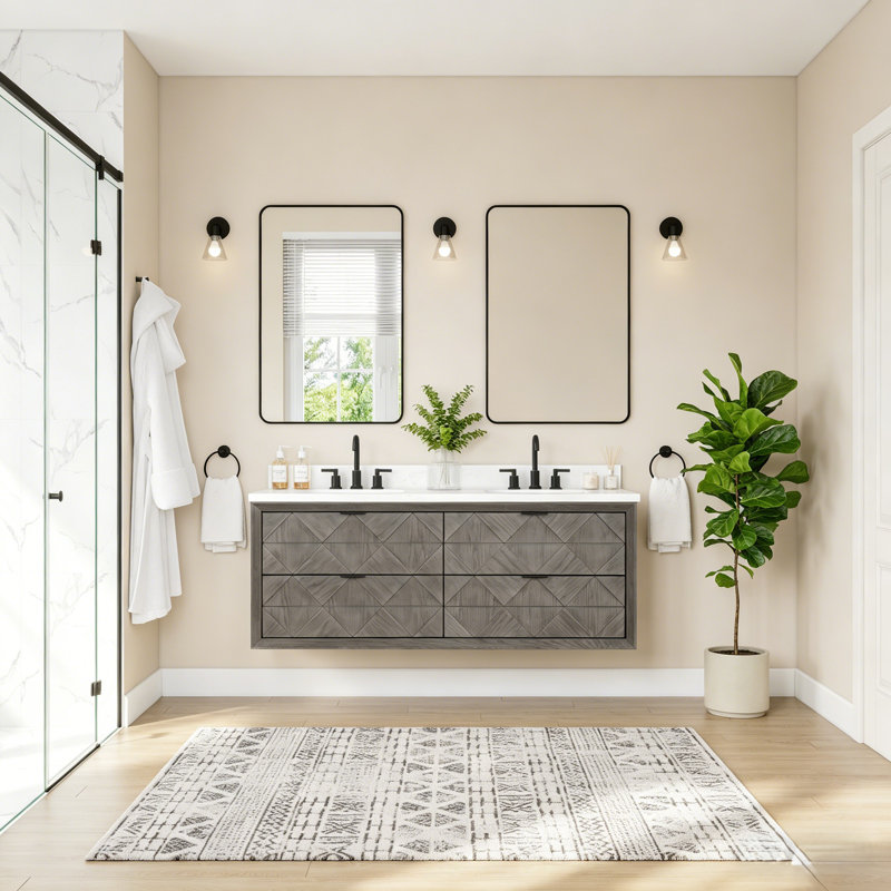 Meuble-lavabo flottant 60 po, Chêne gris