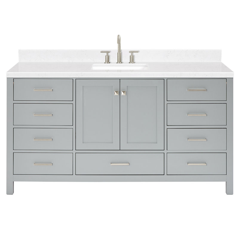 Ensemble de meuble-lavabo simple 66 po , Gris, Nickel brossé