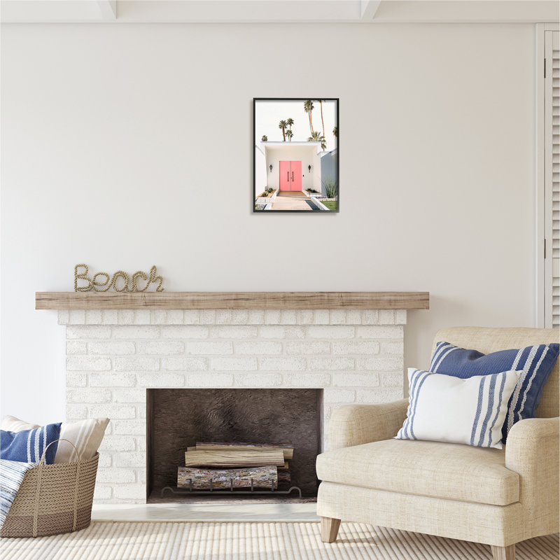 Palm Springs Pink Door Black Framed Giclee Art by Sisi and Seb, 20" H x 16" W x 1.5" D, Black Framed