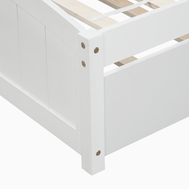 Lit plateforme simple en bois massif, Blanc