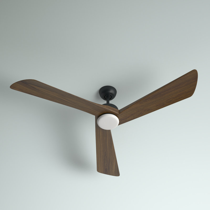 Ventilateur de plafond intelligent 60 po à DEL intégré Hinkley Sculpt avec télécommande Hiro, Noir mat, Noyer