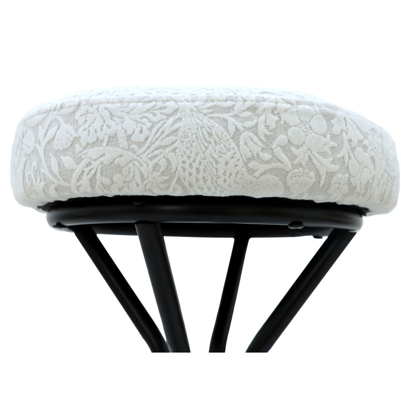 Tabouret de bar 29 po à dossier floral avec dossier 29 po, Imprimé blanc