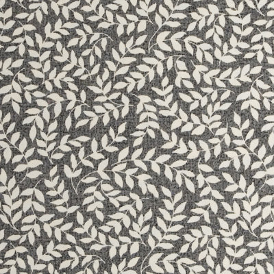 Bouvier Black Traditional Cotton Leaf Fabric by the Yard
