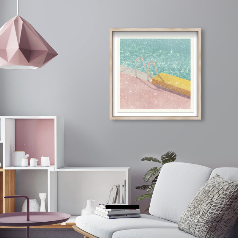 Poolside Symmetry II Shadowbox Nautical & Beach Print by Oliver Gal, Black Frame, 12 x 12, Natural Oak Shadowbox