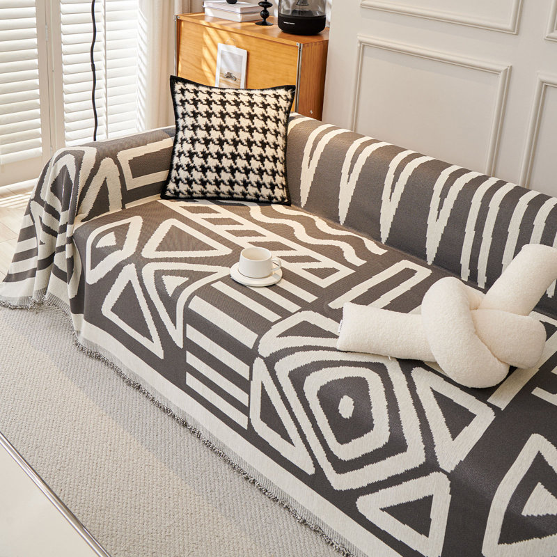 Housse pour canapé modulaire Boho Chenille, H 71 po x l 150 po x P 0,1 po,  Gris foncé
