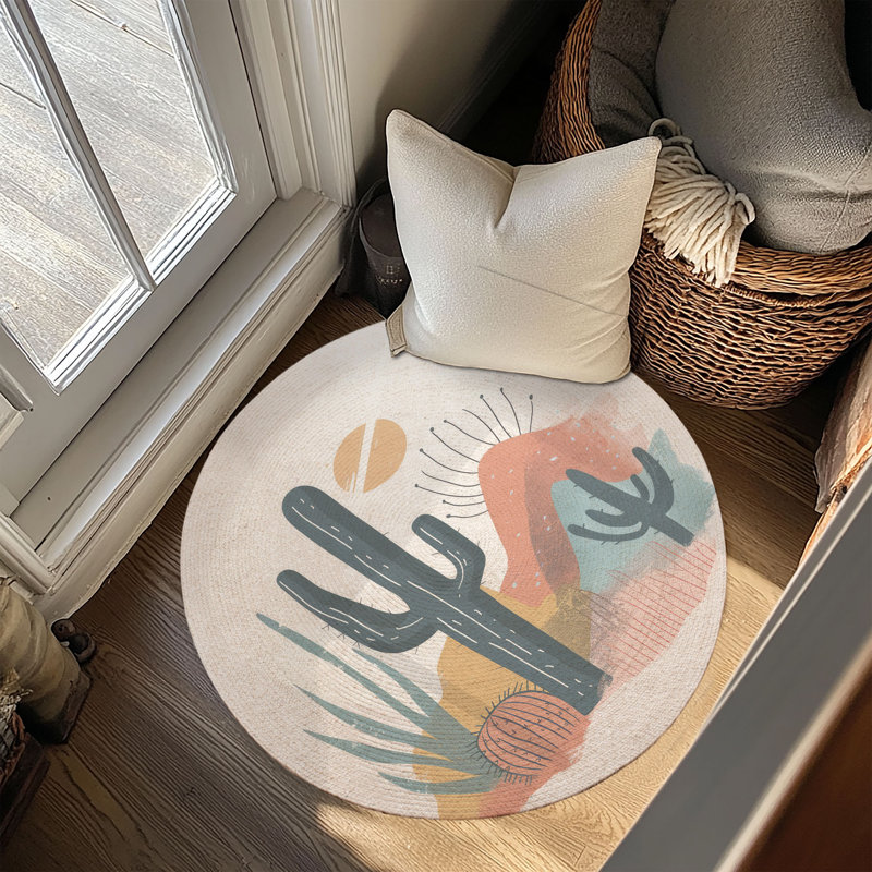 Vivid Cactus Braided Rug, Round 5'