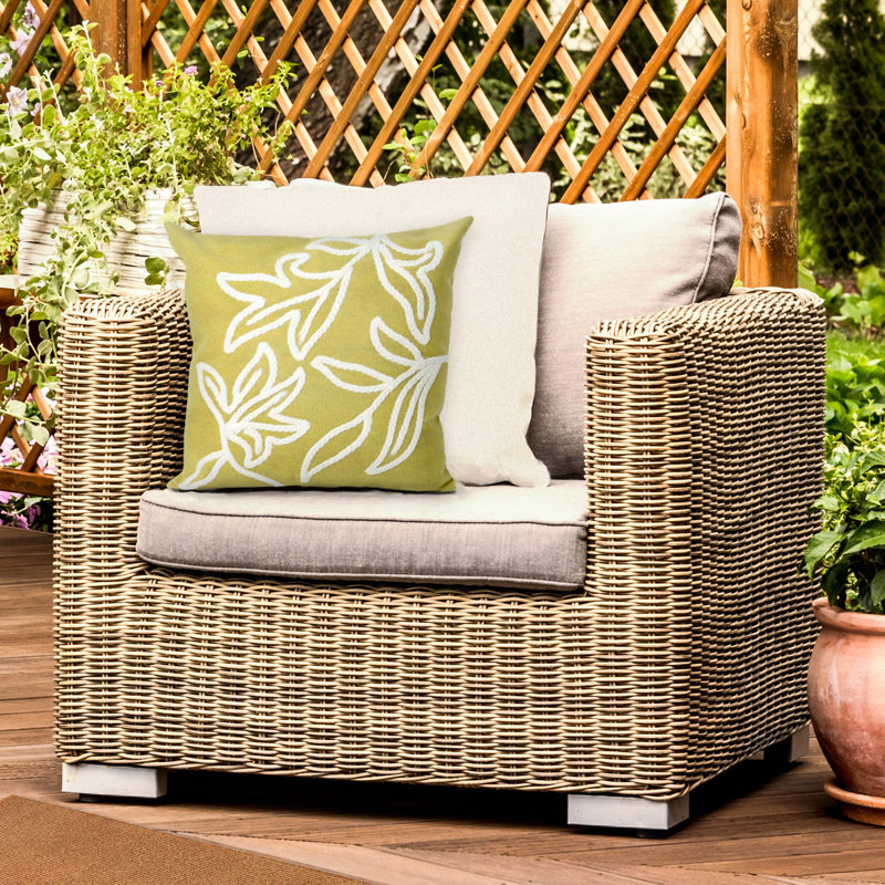 Embroidered Outdoor Throw Pillow, 20" x 20", Lime